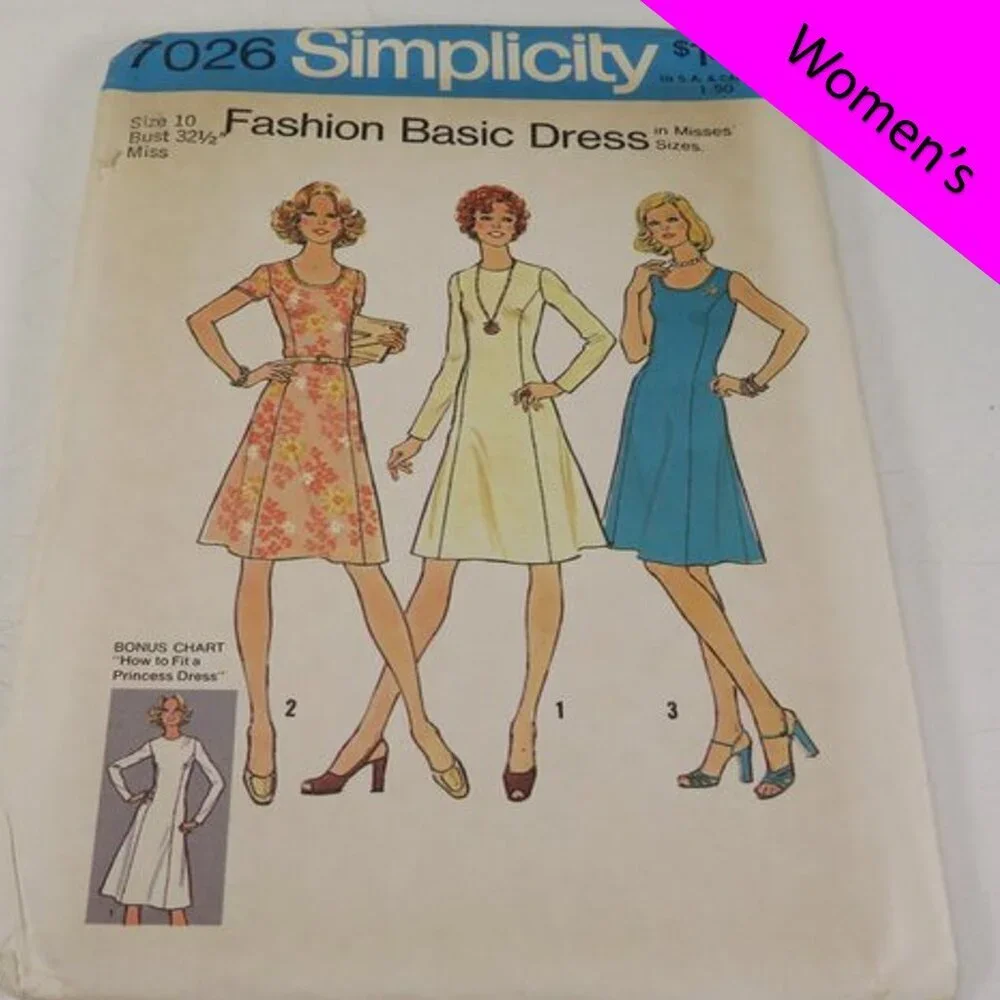 Simplicity 7026 clothing pattern Dress Fitted Size 10